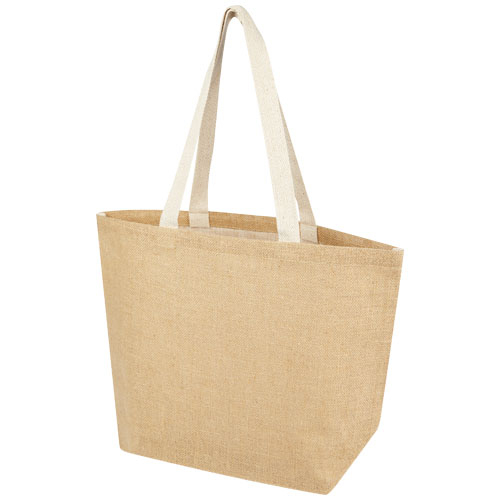 Sac shopping promotionnel 12L en jute 300g Juta Naturel et Blanc